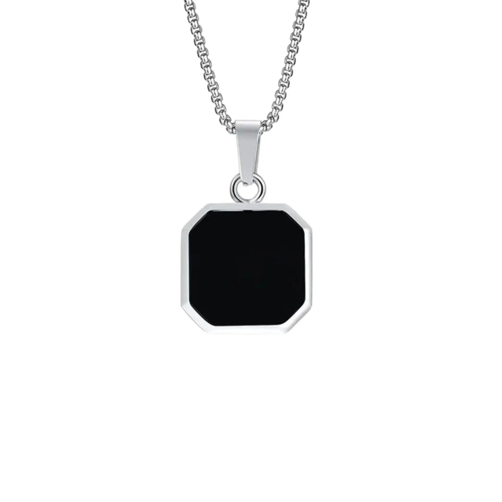 Best Onyx Pendant In Silver Black For Men by Machismo - Online In Pakistan - Stainless Steel - Premium Quality