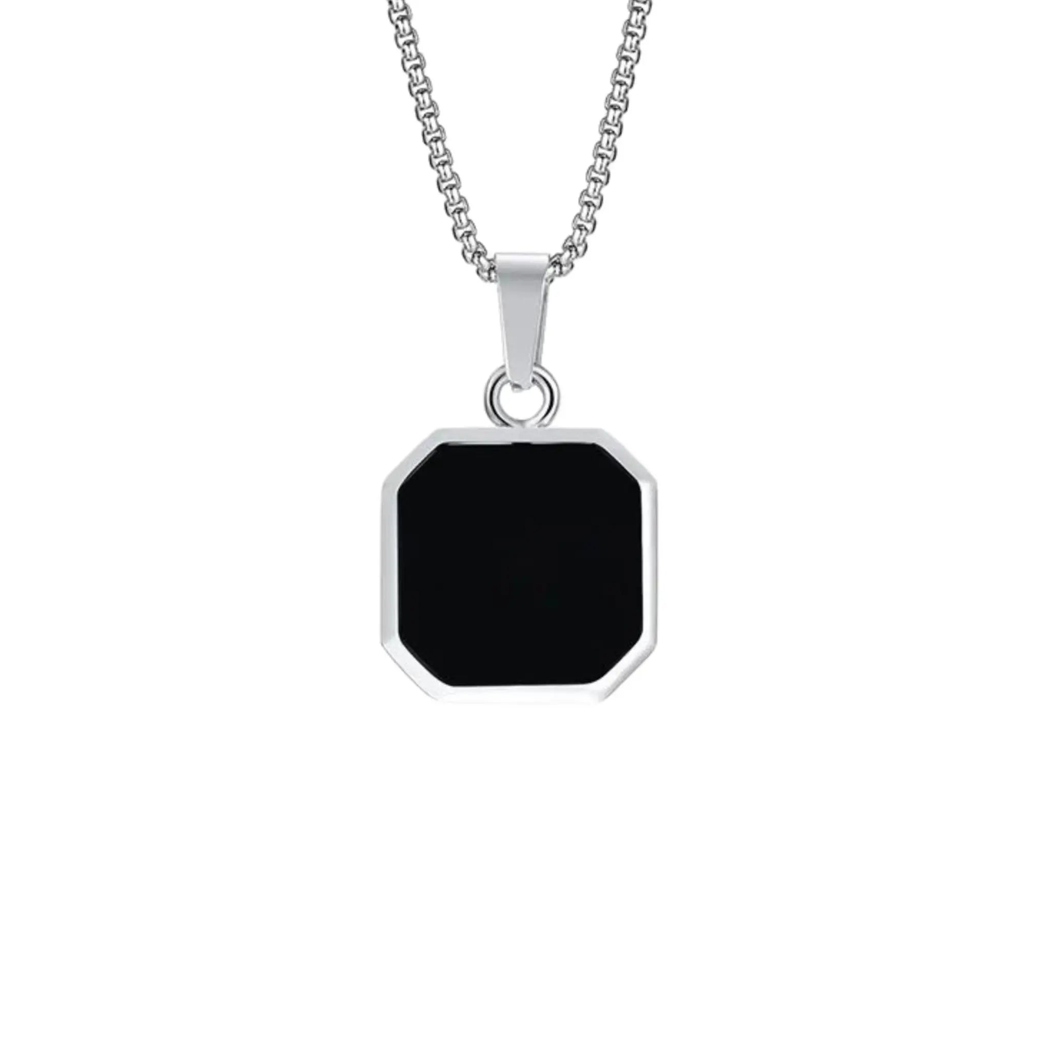 Best Onyx Pendant In Silver Black For Men by Machismo - Online In Pakistan - Stainless Steel - Premium Quality