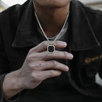 Best Onyx Pendant In Silver Black For Men by Machismo - Online In Pakistan - Stainless Steel - Premium Quality
