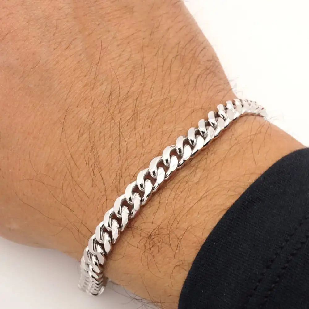 Best Cuban Chain Bracelet In Silver For Men by Machismo - Online In Pakistan - Stainless Steel - Premium Quality