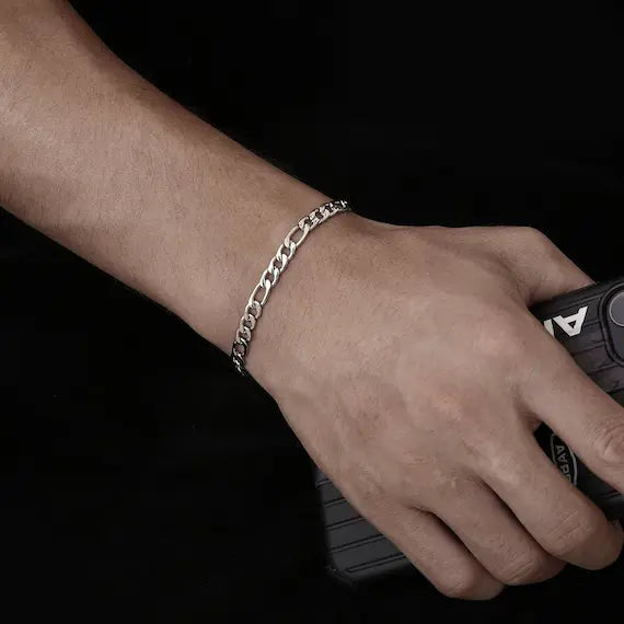 Best Figaro Chain Bracelet In Silver For Men by Machismo - Online In Pakistan - Stainless Steel - Premium Quality